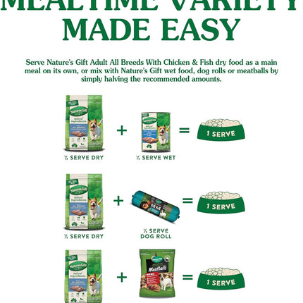 Nature's Gift Adult Dry Dog Food, Chicken & Fish 2.5kg - 100% Complete & Balanced Nutrition, Supports Digestion, Immunity & Skin Health