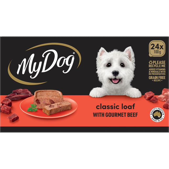 MY DOG Adult Wet Dog Food Classic Loaf with Juicy Lamb 24 x 100g Trays