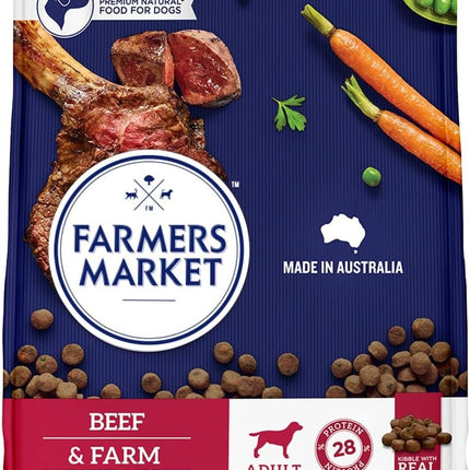Farmer's Market Beef and Farm Vegetables Adult Dry Dog Food 6.8kg - Made with Real Australian Meat & Vegetables for Complete Nutrition, Supports Muscle, Skin & Coat Health