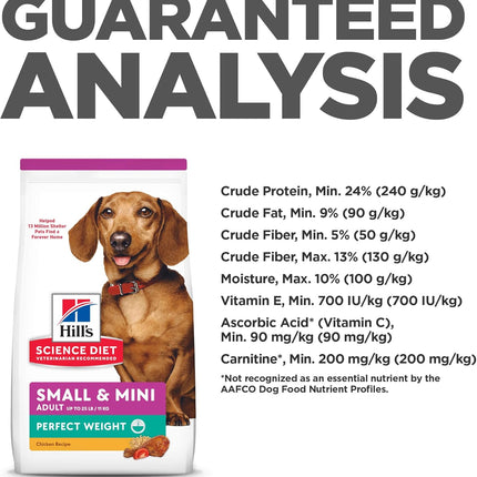 Hill's 3821 Adult Perfect Weight Small and Toy Breed Mini Chicken Recipe Dog Food, 1.81 kg