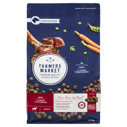 Farmer's Market Beef and Farm Vegetables Adult Dry Dog Food 6.8kg - Made with Real Australian Meat & Vegetables for Complete Nutrition, Supports Muscle, Skin & Coat Health