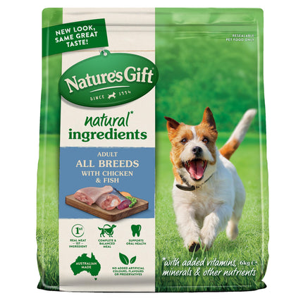 Nature's Gift Adult Dry Dog Food, Chicken & Fish 2.5kg - 100% Complete & Balanced Nutrition, Supports Digestion, Immunity & Skin Health