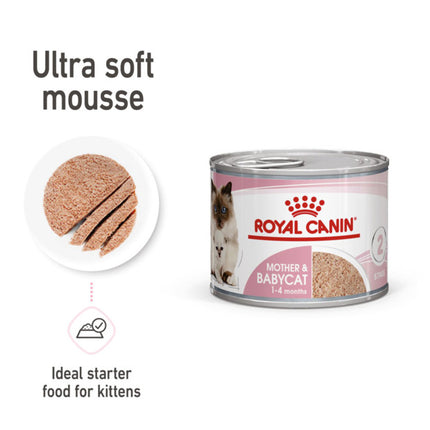 Royal Canin Cat Mother And Babycat Mousse Wet Food Cans 195g x 12